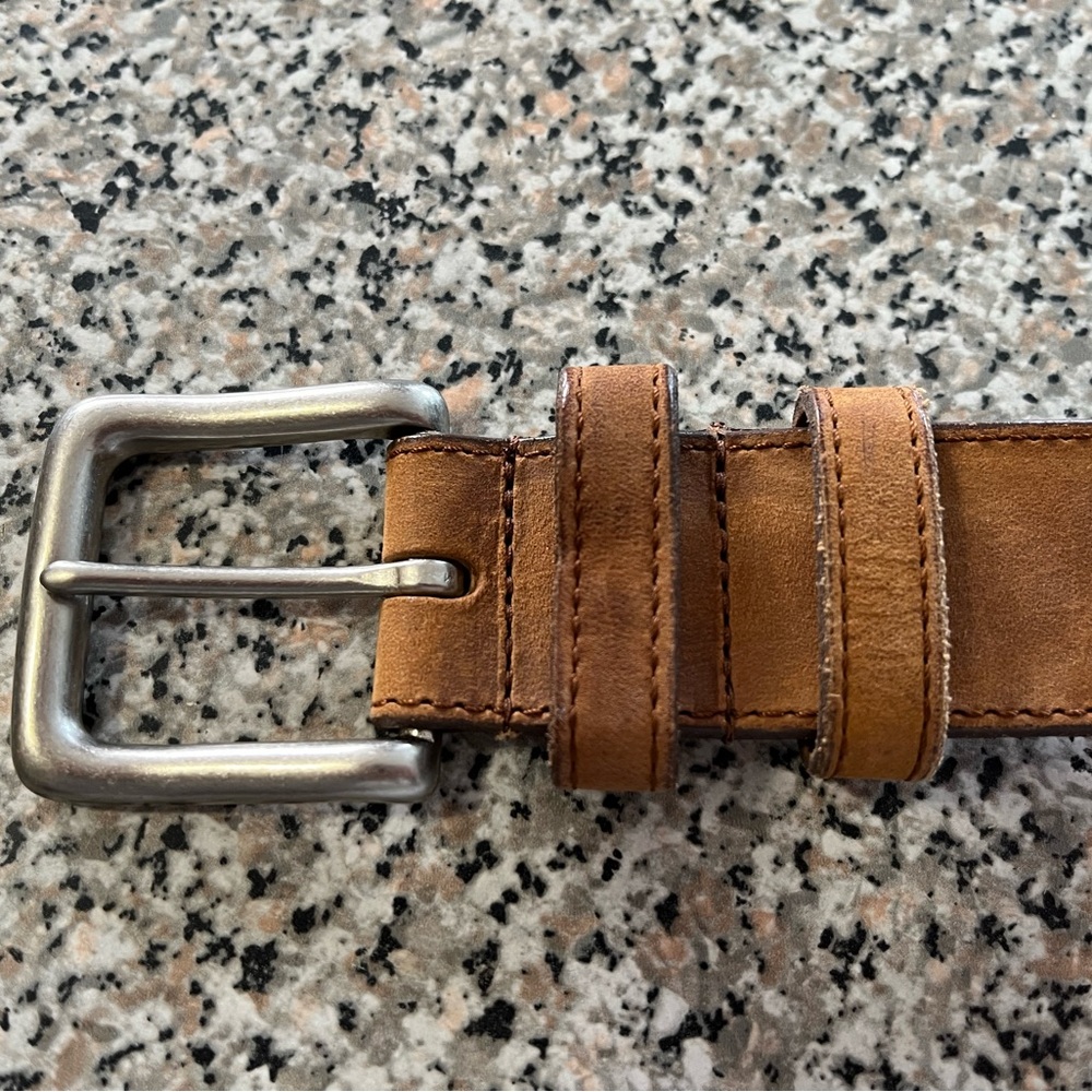 Coach Tan Suede Leather Belt with Silver Buckle